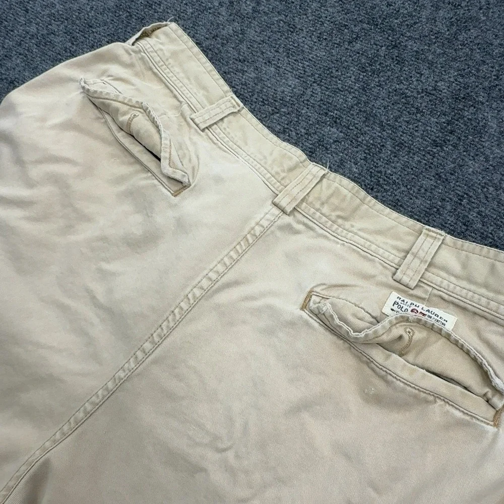 Polo Ralph Lauren Cargo Shorts Mens 36 Tan Cotton Distressed Gorpcore Utility
